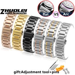 Watch Bands watch bracelet For any brand wristband stainless steel 14 15 16 17 18 19 20 21 22 23 24mm with Curved strap accessories bands 230411