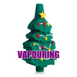 New Colorful Silicone Pipes Christmas Tree Santa Claus Hand Portable Herb Tobacco Oil Rigs Spoon Glass Nineholes Filter Bowl Cigarette Holder Smoking