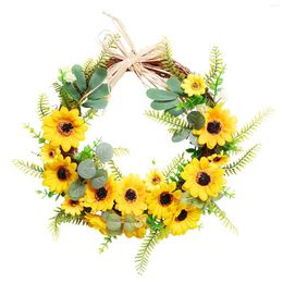 Decorative Flowers In For Home Sunflower Door Wreath Easter Artificial Yellow Wall Front Seashell Wedding Decoration