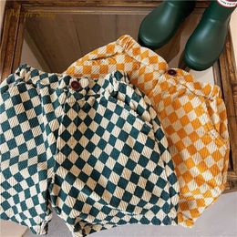 Shorts Fashion Baby Girl Boy Corduroy Infant Toddler Child Plaid Short Trousers Summer Spring Autumn Clothes 17Y 230412