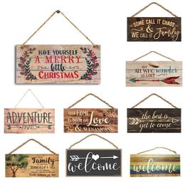 Christmas Decorations Years Wooden Door Hanging Sign Tree Ornament Home Decor Wood Xmas Gift250x