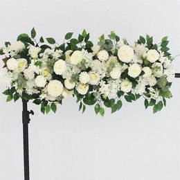100cm DIY wedding flower wall arrangement supplies silk peonies rose artificial flower row decor wedding iron arch backdrop279g