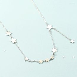Pendant Necklaces One Piece Star Necklace For Women White Gold Colour Thick Plated Sweater Chain Fashion Jewellery Female