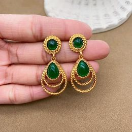 Stud Earrings Exquisite Red Green Accessories Design Teardrop Pendant Quality Jewellery