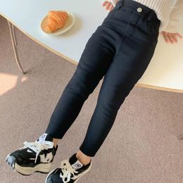 Trousers Baby Girl Pants 2023 Korean Style Autumn And Winter Children Clothing Warm Fashionable Slim Black