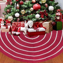 Christmas Decorations KX4B 48 Inch Tree Skirt Knitted Rustic Stripe Thick Xmas Holiday Decoration