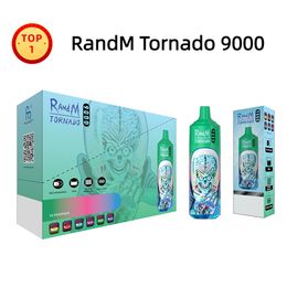 Top Selling RandM Tornado 9000Puffs E-cigarette Disposable Vape 18ml Liquid Pods 600mAh Rechargeable Battery