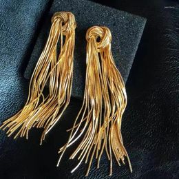 Stud Earrings Trendy Knot Rope Earring Long Snake Chain Tassel Design 18K Gold Plated On Copper Gift For Women Party Wedding Jewelry
