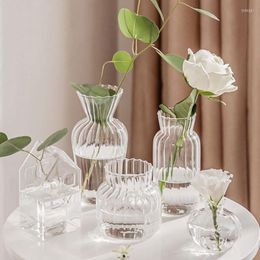 Vases Glass Flower Vase For Home Clear Mini Flowers Modern Street House Accessories