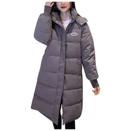 Women's Vests 2023 Long Winter Coat With Hood Sleeve Warm Down Ladies Pockets Soild Quilted Outdoor Jacket Casual Streetwear
