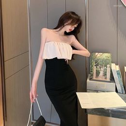 Casual Dresses Summer Women Strapless Bodycon Bandage Dress Sexy Short Sleeve Celebrity Runway Party Skirts Robe Vestidos Maxi Long Ski