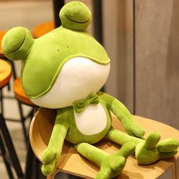 Cushions popular cute cartoon frog plush doll, funny plush frog doll, sleeping pillow, soft filling, gift giving wholesale and stock