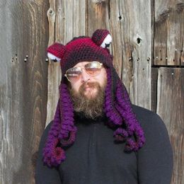 New Year Halloween Christmas Couple Hand Knitted Knitted Wool Hat Party Fun Tricky Headwear Octopus Hat Drop 201127217U