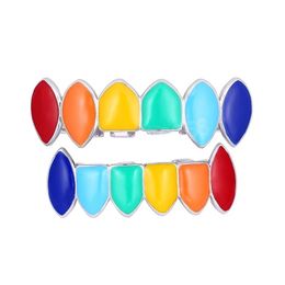 HIP HOP Rainbow Teeth Grillz Top and Bottom Set Punk Style Grills Come Mens Jewellery Gift