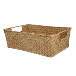 Dinnerware Sets Grocery Basket Kitchen Storage Box Hamper Shop Display Mat Grass Woven Bread