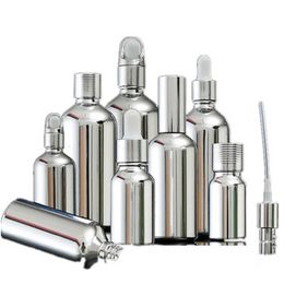 Storage Bottles & Jars 5ML-100ML Silver Glass Bottle Essential Oil Dropper Vial Cosmetic Packaging Serum Lotion Pump Spray Atomize238S