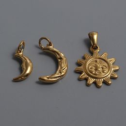 Titanium steel Moon Sun Pendant Vacuum electroplating Stainless Steel Gold Plated pendants For DIY Jewellery Making Bracelet