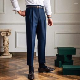 Men's Pants Spring Autumn Cotton Casual Clothing Straight Business Solid Color Long Trousers Male Brand 2023 P12