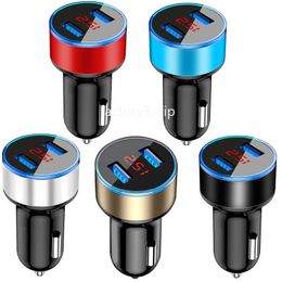 3.1A Dual Usb Car Charger Digital LED Voltage Display Car Chargers Adapter For Ipad Iphone 15 14 12 13 Samsung S9 S10 S24 S23 htc Android F1