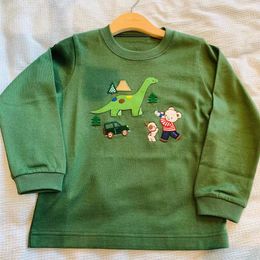 T-shirts Children's Clothing Japanese Style Autumn/Winter Fami Dinosaur Bear Cotton Soft Long Sleeve T-shirt 230412