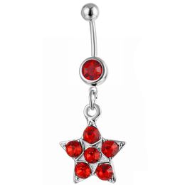 Navel Bell Button Rings D0112 The Fivepointed Star Belly Ring Red Color Drop Delivery Jewelry Body Dhgarden Otohr