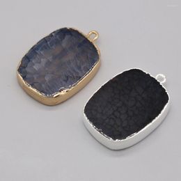 Pendant Necklaces Natural Dragon Pattern Agate Charms Oval Necklace For Women Jewelry Making DIY Earrings Accessories