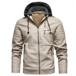 Men's Jackets Winter Men Fleece Pu Leather Jacket Coat Casual Motorcycle Windbreaker Biker Warm