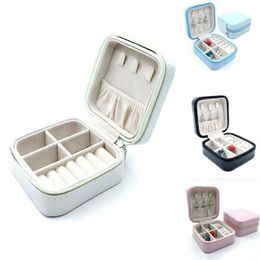 Bathroom Storage & Organisation Women Travel Jewellery Box Case PU Leather Zipper Boxes Organiser For Earrings Rings203E