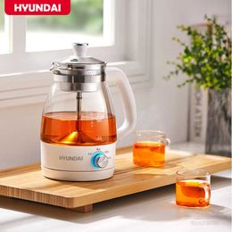 Health Pots HYUNDAI 220V Electric Kettle Household Teapot With Philtre Automatic Thermal Insulation Samovar 1L Glass Health Preserving Pot P230412