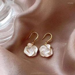 Dangle Earrings Fashion Korean Minimalist Gold Colour Camellia Flower For Women Female Party Jewellery Pendant