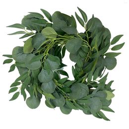 Decorative Flowers Eucalyptus Leaf Wreath Handmade Artificial Front Door Hanging Plant For Home Living Room Bedroom Office Ornament Decor