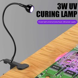 Desk Lamps Led Ultraviolet Lights Clip-On Flexible Metal Tube UV Lamp USB Mini UV Gel Curing Light Desk Lamp Nail Dryer For DIY Nail Art P230412