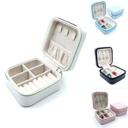 Bathroom Storage & Organisation Women Travel Jewellery Box Case PU Leather Zipper Boxes Organiser For Earrings Rings269E