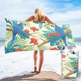 Towel Bath Tropical Palm Leaves Birds Quick Dry Thin Absorbent Soft For Home Travel Camping Swimming Beach Sport