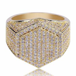 Diamond cuba Ring Hip Hop Cube Copper Gold Silver Colour Plated Iced Out Micro Pave Cubic Zircon Ring for Men Women Jewellery Rings