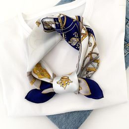 Scarves Fashion Silk Hair Scarf Women Handkerchief Printed Female Square Head Bandana Hijab Pure Luxury Wraps FoulardScarves Kiml22