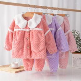 Clothing Sets Winter Children Clothes Baby Girls Plush Thickened Cashmere Jacket Pant 2Pcs Girl Kids Suit Keep Warm