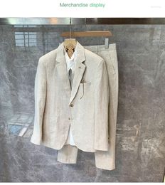 Men's Suits Linen Suit For Men Cotton Mens Jacket Thin Style Spring Autumn Pants Top Coat Casual Summer Blazer