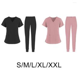 Gym Clothing Comfort Nursing Scrub Set Shirt Working Uniform Workwear Work Clothes Fashion Unisex Short Sleeve Top Pants