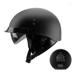 Motorcycle Helmets Open Face Helmet Black Vintage Dot Approved Half Retro Moto Casco Capacete Motociclistas Matte