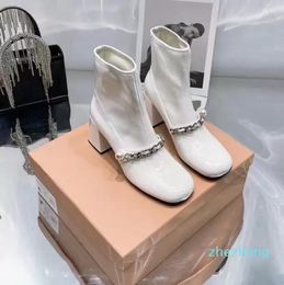 2023-White Designers Women Boots Ankle Booties Thick Bottom Luxury Ladies Shoes Winter Leather Shoe