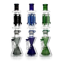 18 Inches Tall Glycerin Coil Hookah Freezable Bongs Glass Water Pipe Dab Rig Triple Helix Percolator Double Beaker Glass Bongs