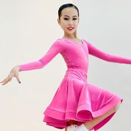 Stage Wear HC6279 HC713 Long Sleeve Tops Lotus Design Kids Latin Dance Skirt Girls Belly Dancing Dress Dancewear Peformance Costumes