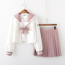 Clothing Sets Japanese Pink JK Uniforms Sailor School Anime Cosplay Students College Middle Uniform Top Pleated Skirt