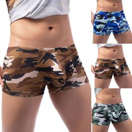 Underpants Men Printed Breathable Camouflage Low Waist Sexy Knitted Mens Open Crotch Boxers Briefs Insert Here Underwear