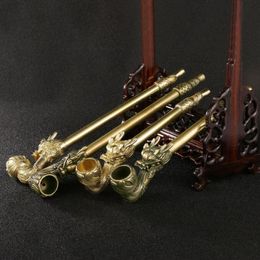 Dragon Head Bronze Copper Smoking Pipe Metal Tool Tobacco Cigarette Hand Pipes Dry Philtre Spoon Accessories Oil Rigs Bowl