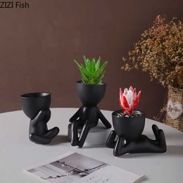 Vases Abstract Figures Flower Pots Ceramic Vase Desk Decoration Potted Plants Decorative Flower Arrangement Cute Characters Vases P230411