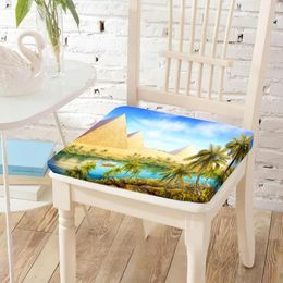 Pillow Egypt Pyramid River Tree Printed Chair Seating S Equipped With Invisible Zipper Kitchen Chairs Pad Decorative