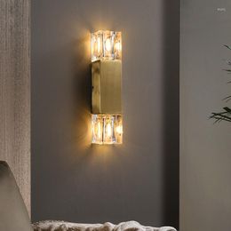 Wall Lamp Modern All Copper Crystal Living Room Bedroom Bedside Nordic Luxury Led Light Gold Background G9 Sconce