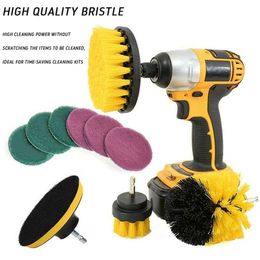 10 13pcs Electric Drill Brush Scrub Pads Kit Power Scrubber Cleaning Kit Cleaning Brush Scouring Pad for Carpet Glass Car Clean 20268Q